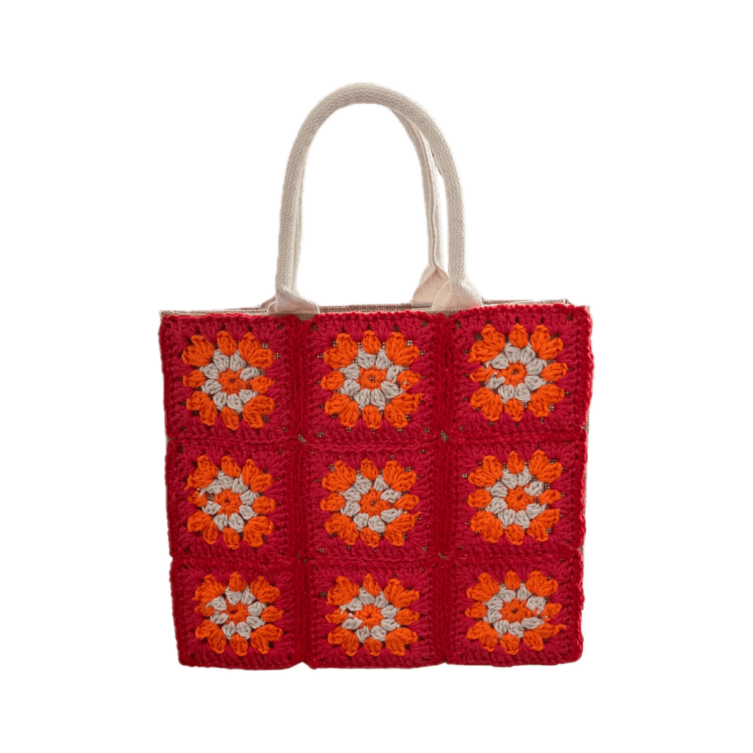 Borsa in juta con mattonelle granny