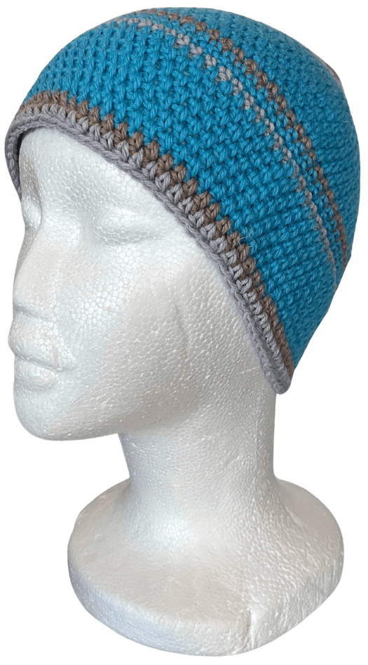 Cappello Azzurro con righe grigie