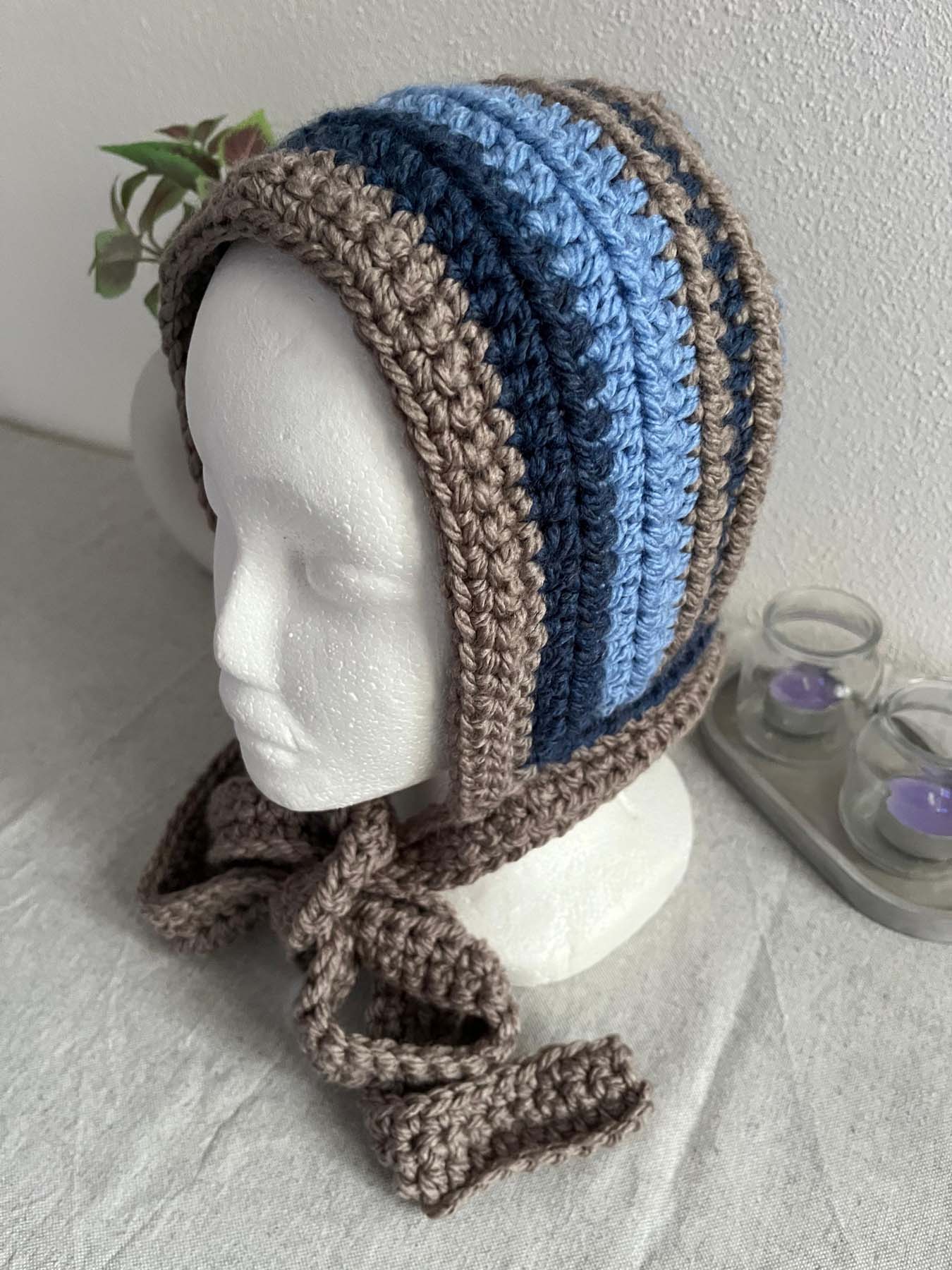 Cuffietta a righe Blu e Beige