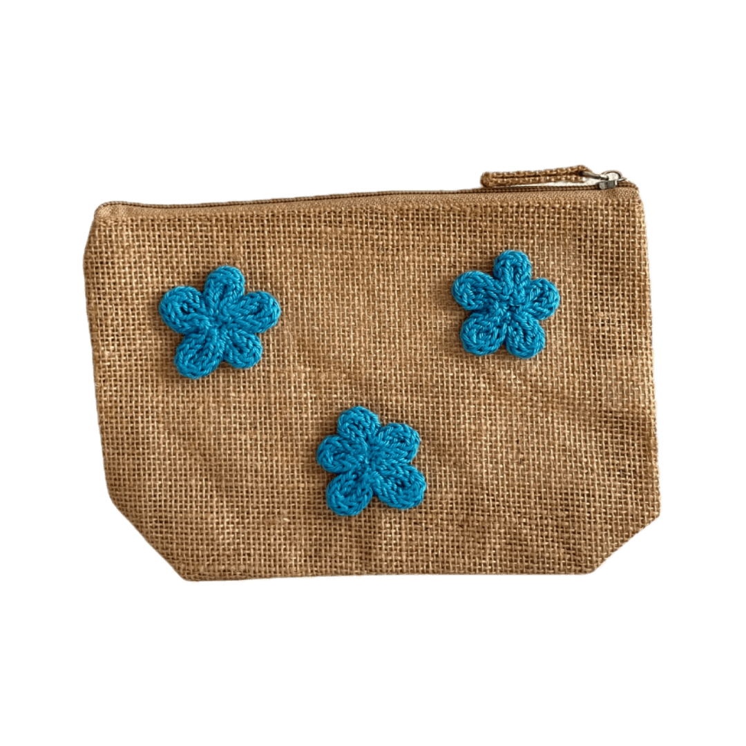 Pochette con fiori azzurri