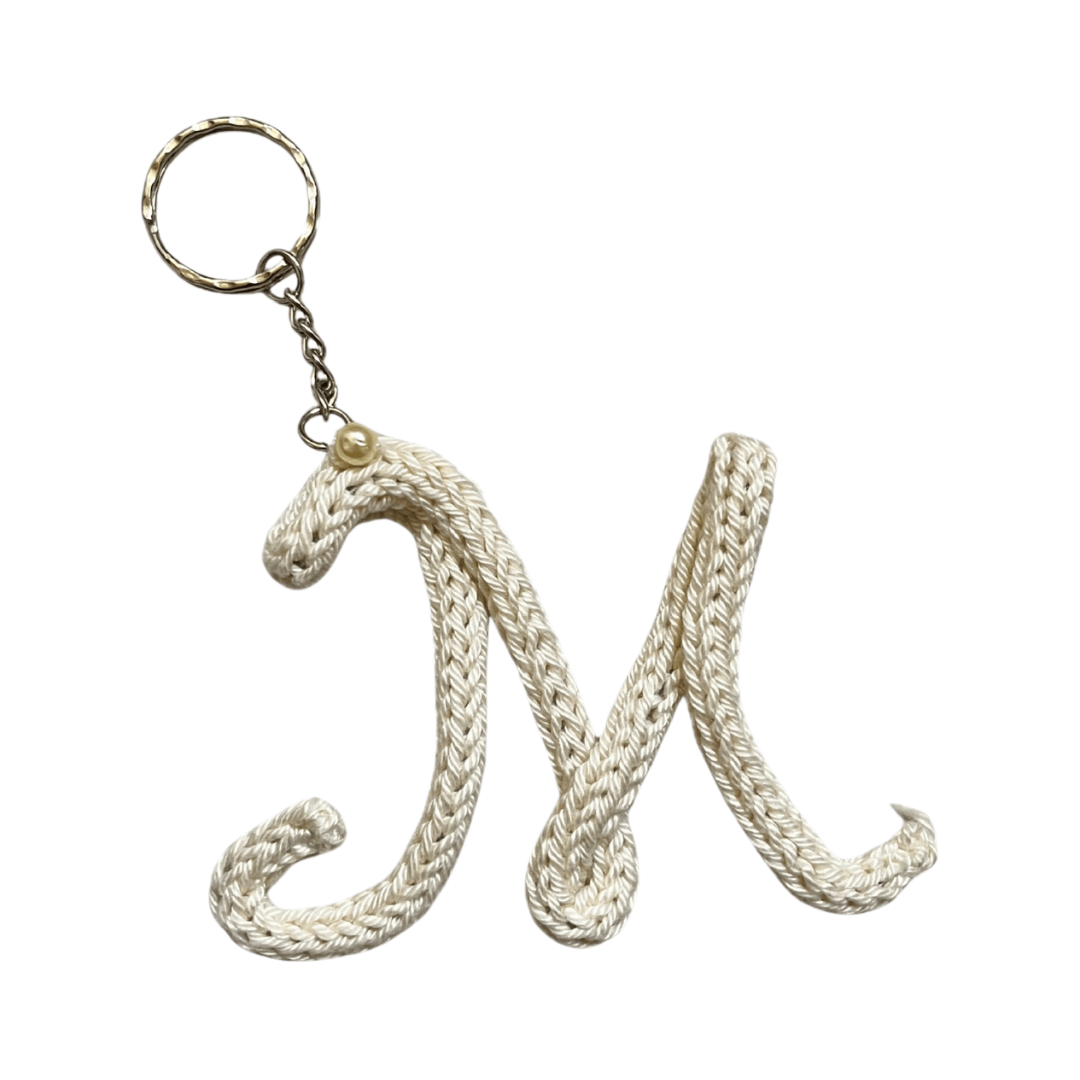 Portachiavi Lettera M bianca